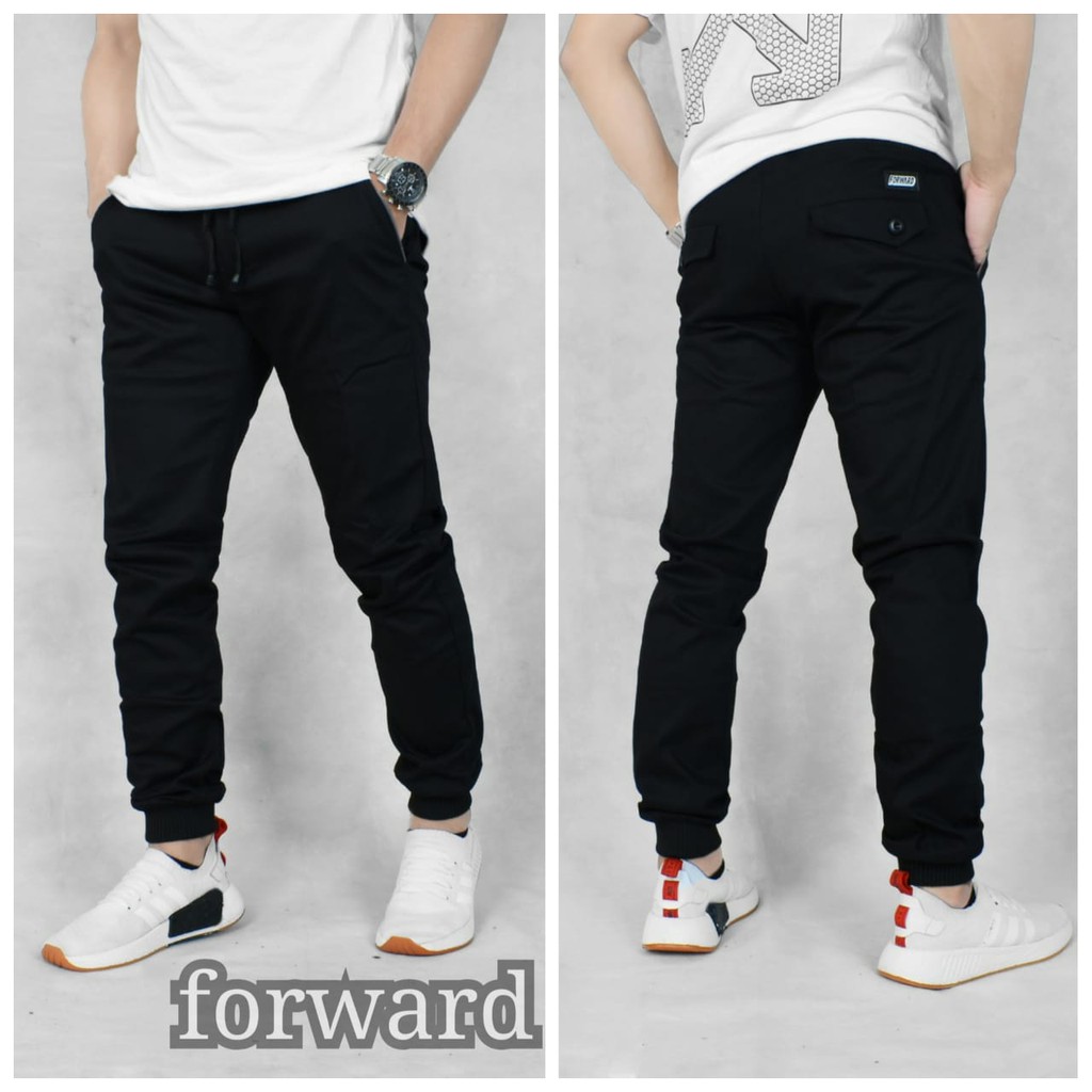 Celana joger jogger pria polos original forward-hitam polos