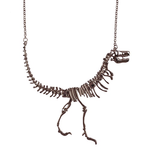 Hu Hu Hu Hu Hu Alat Bantu Pasang Kacamata♡ Kalung Rantai Liontin Tulang Dinosaurus Bahan Alloy Gaya Punk Untuk Unisex