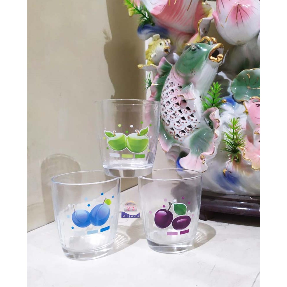 Gelas Minum Benng Gambar Buah-Buah Satu Set isi 6pcs