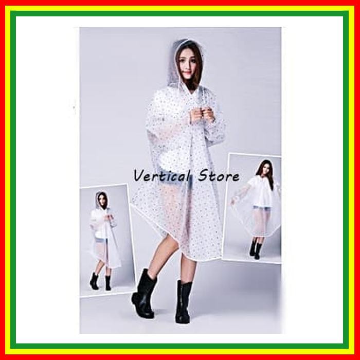 Jas Hujan Wanita Polkadot Jas Hujan Celana ~ Jas Hujan Trendy Transparan Polkadot Poncho