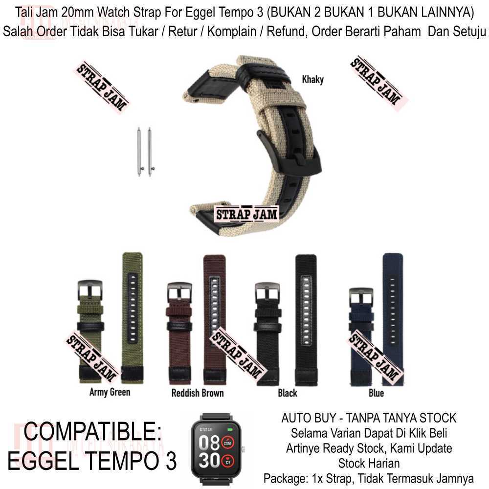 WOVEN Watch Strap Eggel Tempo 3 Kotak - Tali Jam Tangan 20mm Bahan Nylon Tebal High Quality