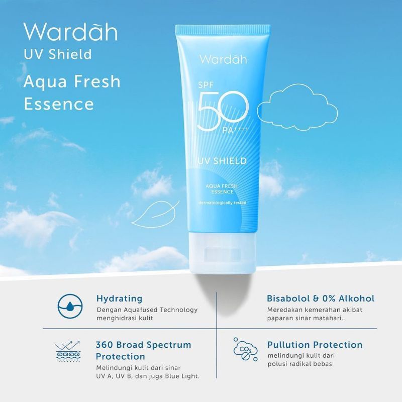 WARDAH UV Shield Aqua Fresh Essence SPF 50 PA +++ (Sunscreen/Sunblock)