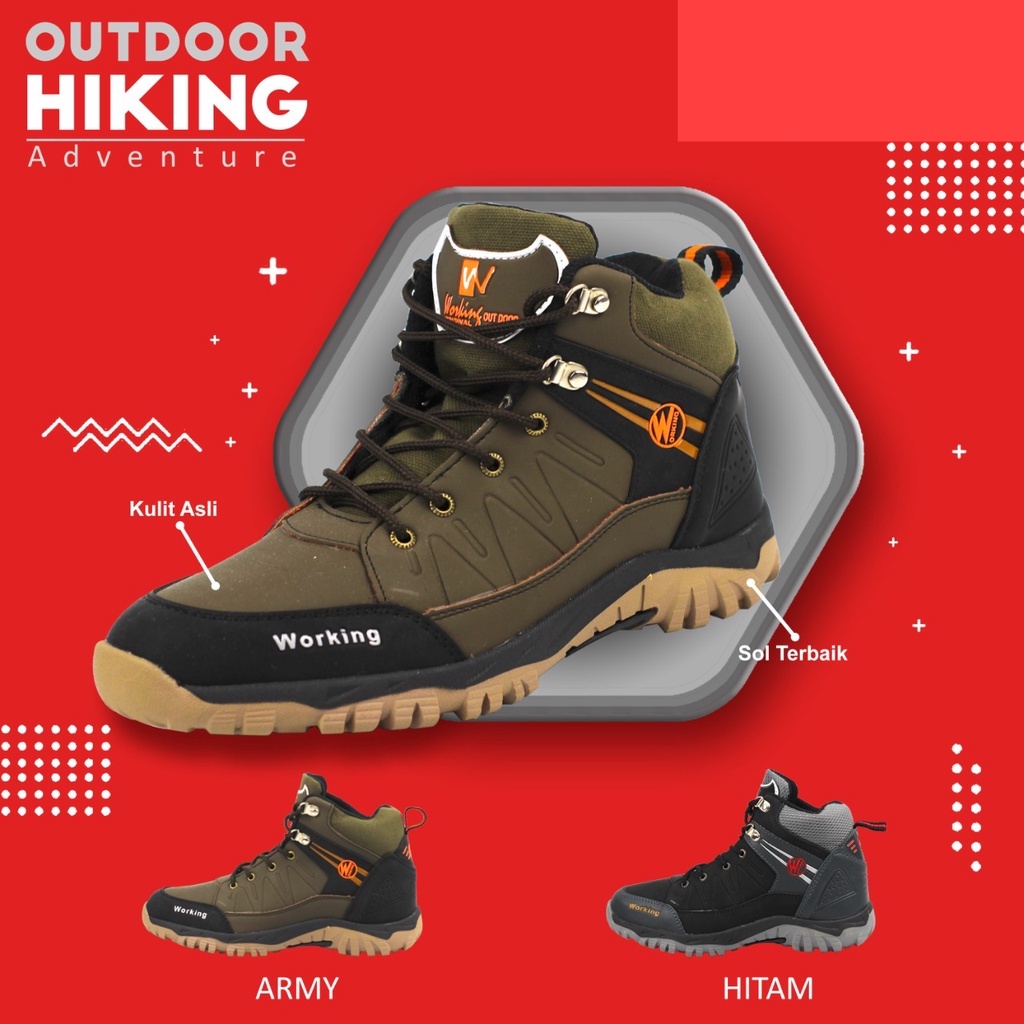 SEPATU PRIA BOOT BESI RINGAN WORKING G-01 // SEPATU GUNUNG EGER LUAR NEGERI // SEPATU TRACKING AREY 
