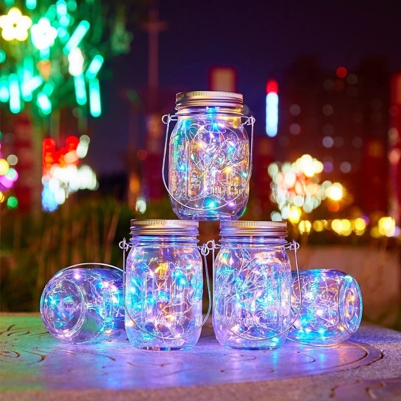 1M / 2M Fairy Light Solar For Mason Jar Lid Insert Color Changing Copper Wire Lights