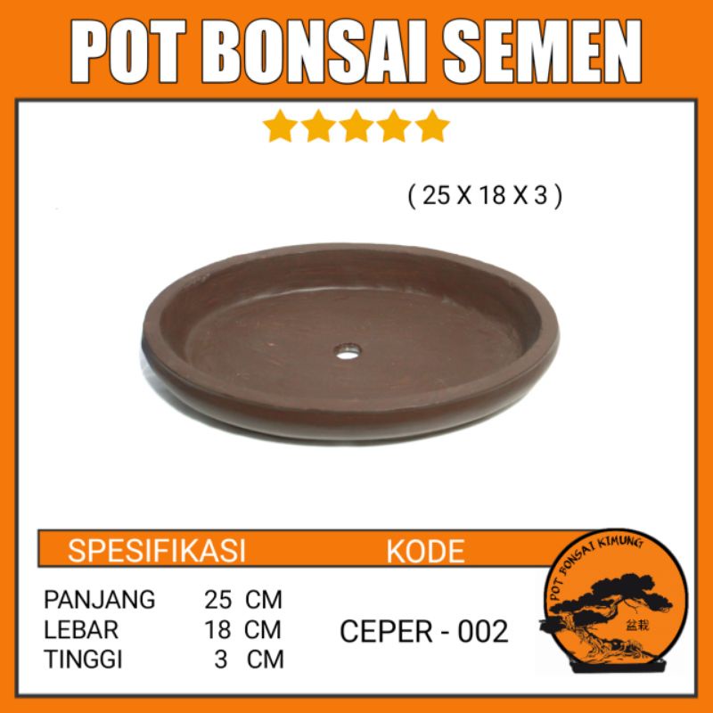 Pot Semen Bentuk Oval P25CM X 18CM X 3 CM Model Ceper Untuk Bonsai bisa untuk kaktus tanaman hias