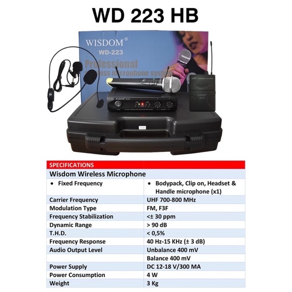 microphone wireless wisdom WD-223 HB