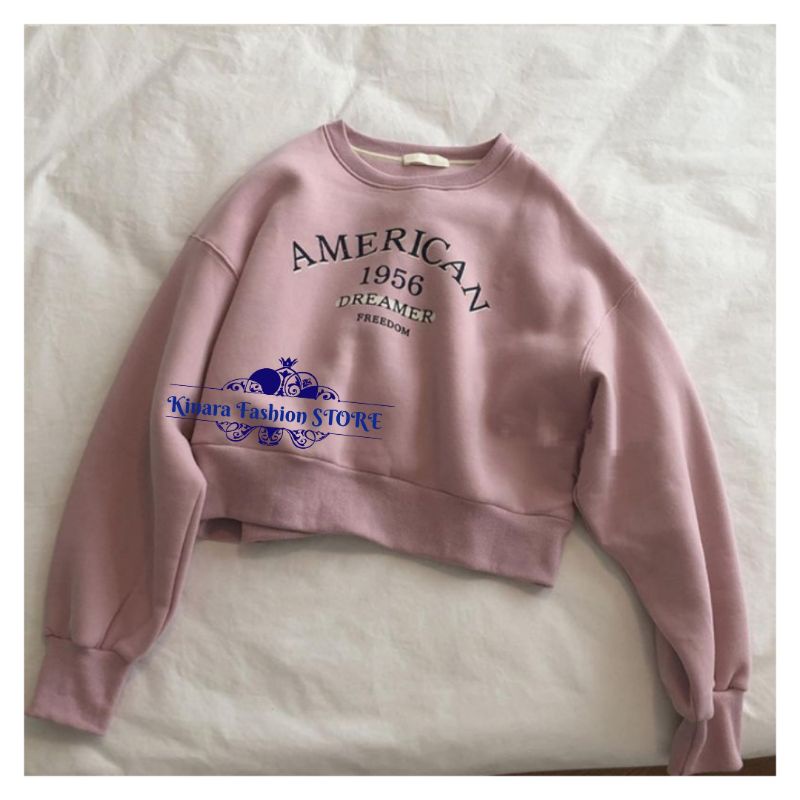 AMERICAN CROOPE Oversize Sweater Crewneck Oblong | Sweater Wanita Fashion Terkini Korean Style