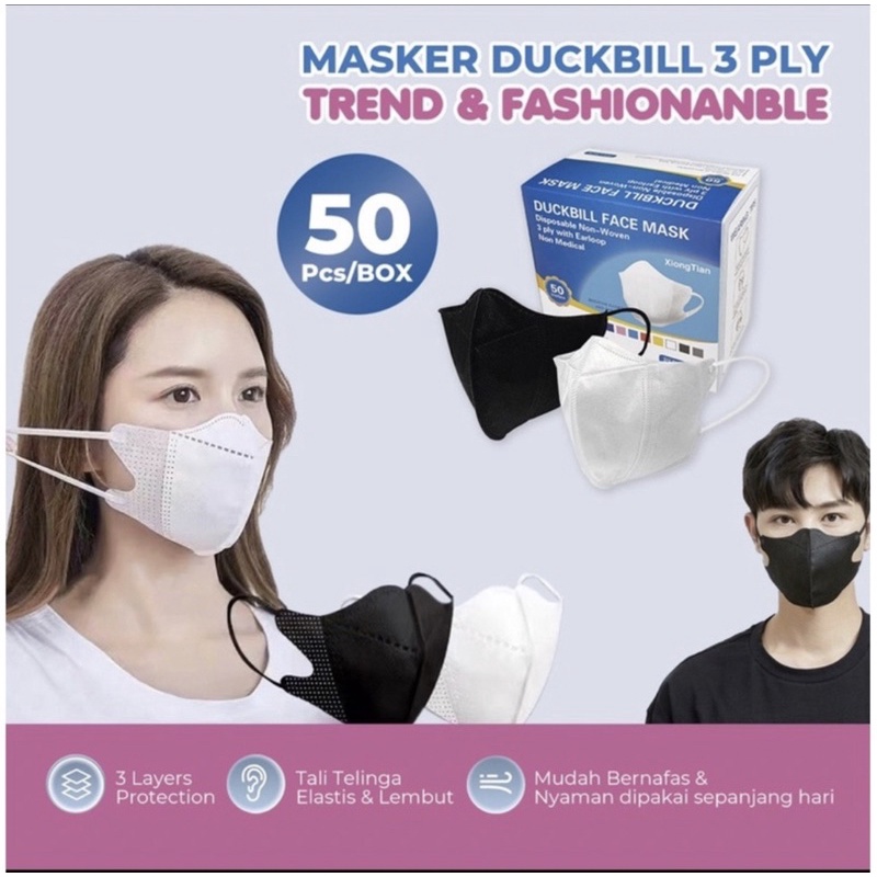 MASKER DUCKBILL Garis 3pLy Facemask 1Box 50pcs