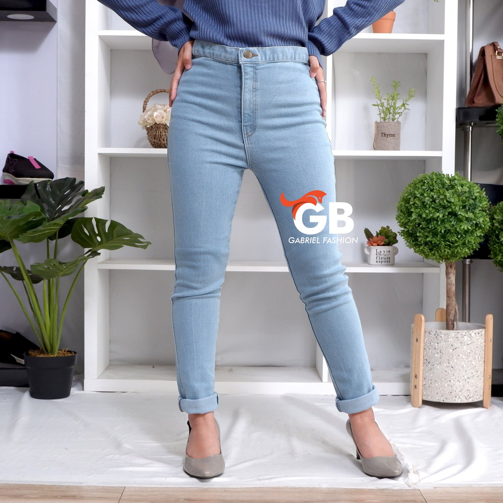  Celana  Wanita  CELANA  HIGHWAIST JEANS  POLOS PREMIUM 