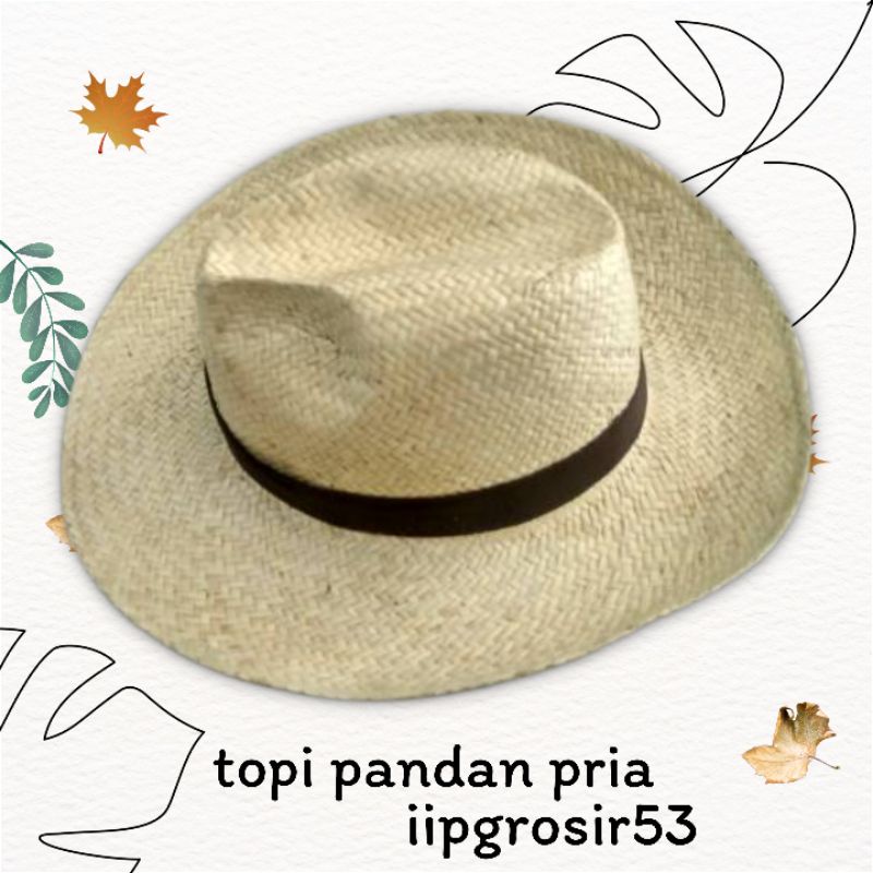 TOPI ANYAMAN PANDAN TOPI PANDAN KOBOI TOPI UNIK TOPI PANTAI