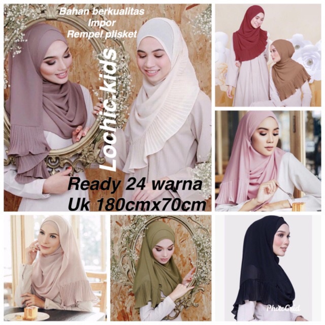 (Lochic) 1-24 Pashmina Rempel Plisket Bawah Ceruty