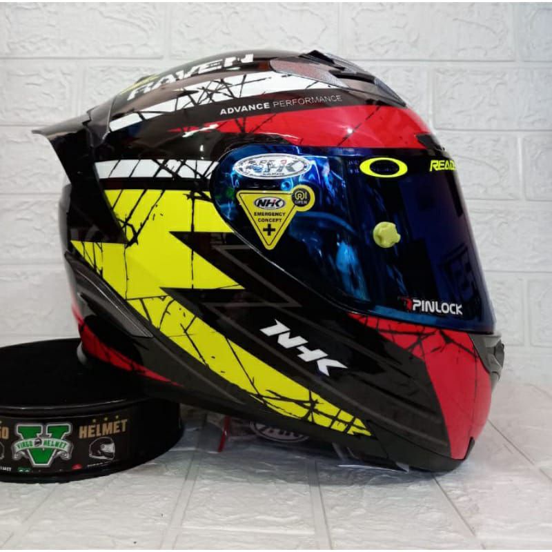 HELM NHK RX9 RAVEN BLACK RED FLUO DOFF PAKET GANTENG DOUBLE VISOR ONGKIR TERMURAH