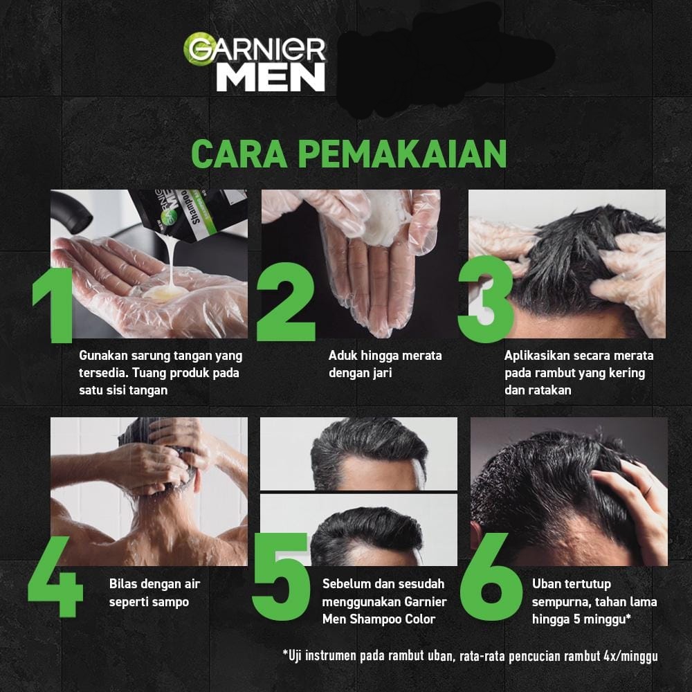 GARNIER MEN Shampoo Color Hair Sachet | Pewarna Rambut Cat Rambut Semir Rambut by AILIN