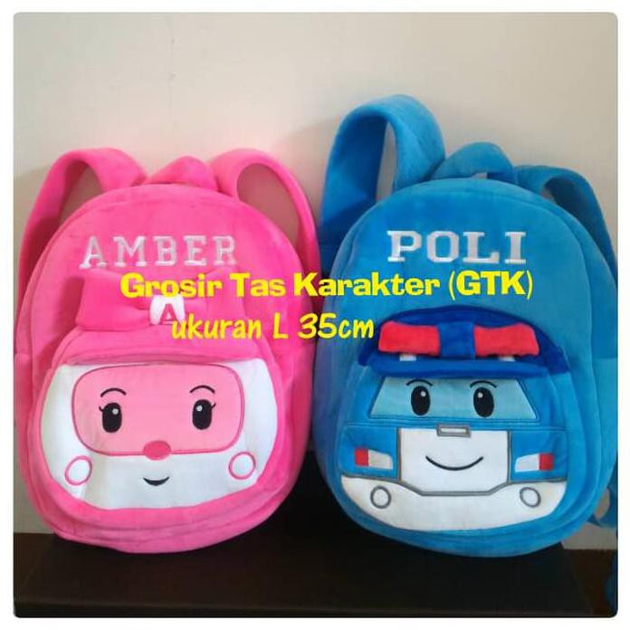 Tas Robocar POLI AMBER 2 Rest L 35cm Tas Anak Import Karakter Boneka