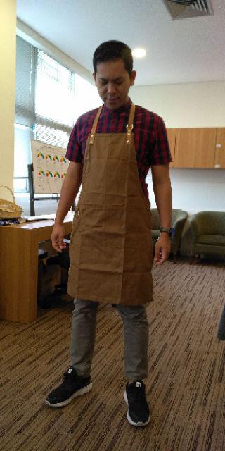 Apron Barista 3saku Kanvas Synthetic Leather