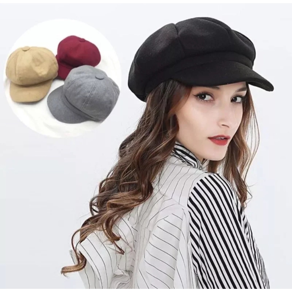 BISA COD Topi Pria Wanita NewsBoy Cap Apolo Polos Dewasa Model Terbaru Kekinian Unisex Import Premium Termurah