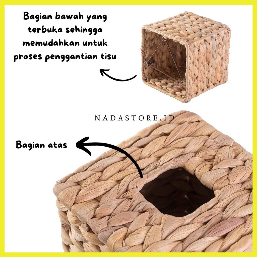 NADASTORE - KOTAK TISU / BOX TISU / TEMPAT TISU ANYAMAN ENCENG GONDOK RANGKA BESI