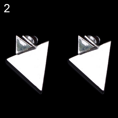 Hu Hu Hu Hu Hu Alat Bantu Pasang Kacamata♡ Anting Tusuk Asimetris Bentuk Segitiga Bahan Alloy Warna Emas / Silver Untuk Wanita