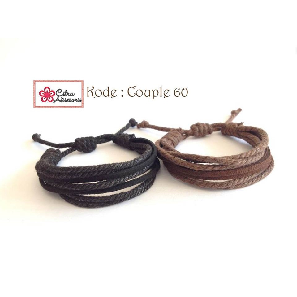 Gelang Couple Tali Kulit Suede Couple 60