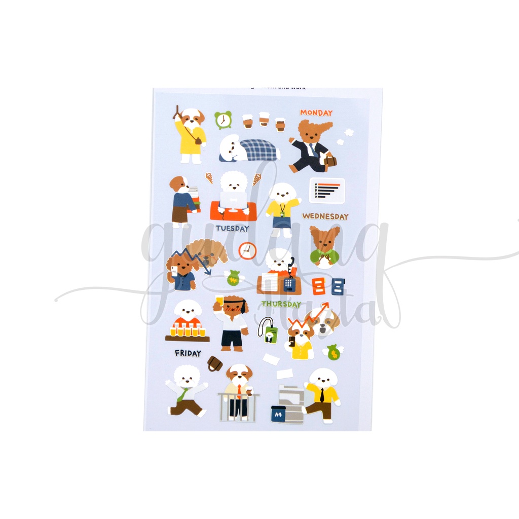 Stiker Work And Work Dog Sticker Motif Pekerja Dan Hewan Scrapbook DIY GH 303079