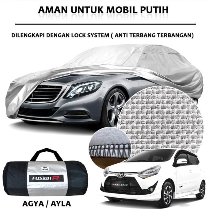 Cover Mobil / Sarung Mobil Agya Ayla merk FUSION R / Cover Mobil Putih