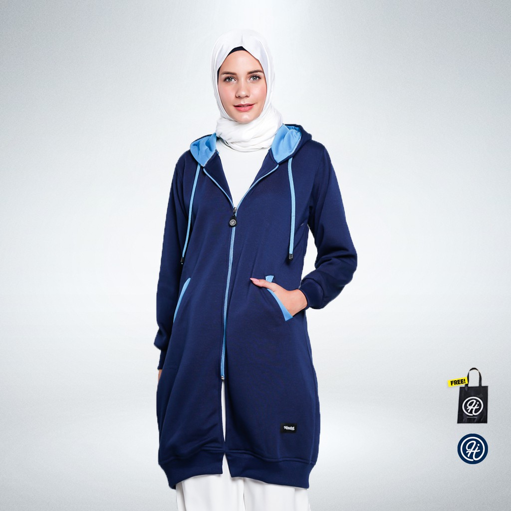 Jaket Hoodie Wanita Hijacket® Basic Navy | Original | Premium Fleece-3
