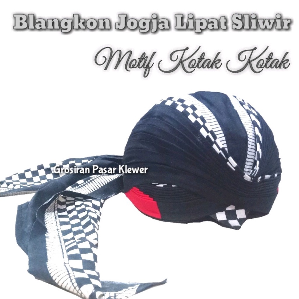 COD...!!! Blangkon Jogja Lipat Motif Catur (Kotak-Kotak Putih) Sliwir - Ukuran Dewasa #Adat #Jawa #Tradisional
