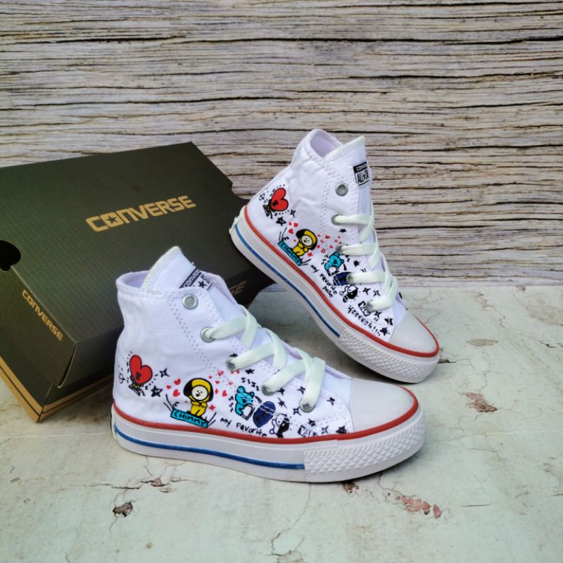 SEPATU CONVERSE KIDS BT21 PUTIH PREMIUM HIGH QUALITY CONVERSE ANAK