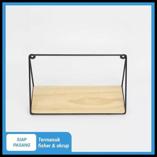 RAK  DINDING  ORGANIZER BESI KAYU RINGAN HIASAN MINIMALIS  