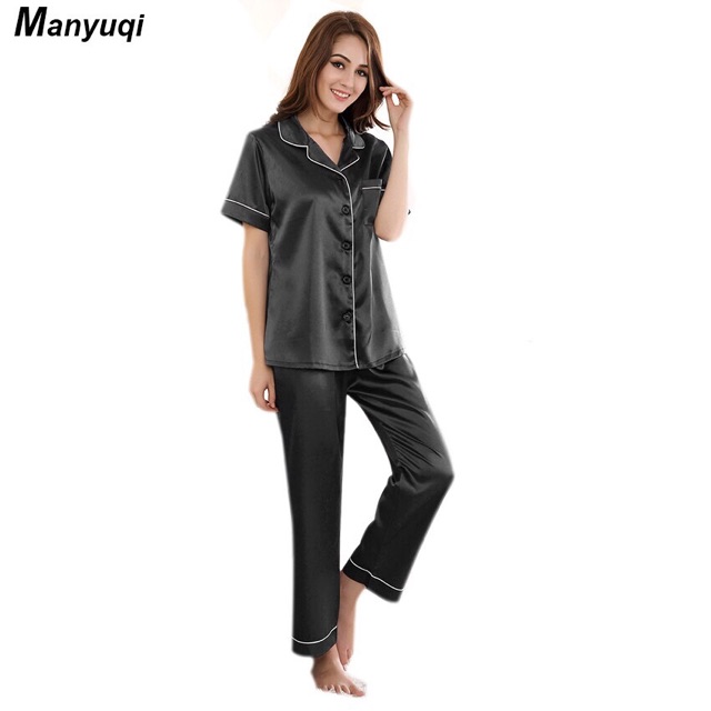 BAJU TIDUR PIYAMA SATIN LENGAN PENDEK BANYAK WARNA !!!