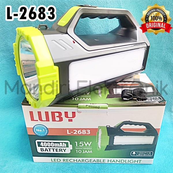 Lampu Senter Emergency LUBY L2683 15 Watt - Lampu Senter Charge LUBY L-2683 - Senter Luby 15W - Emer