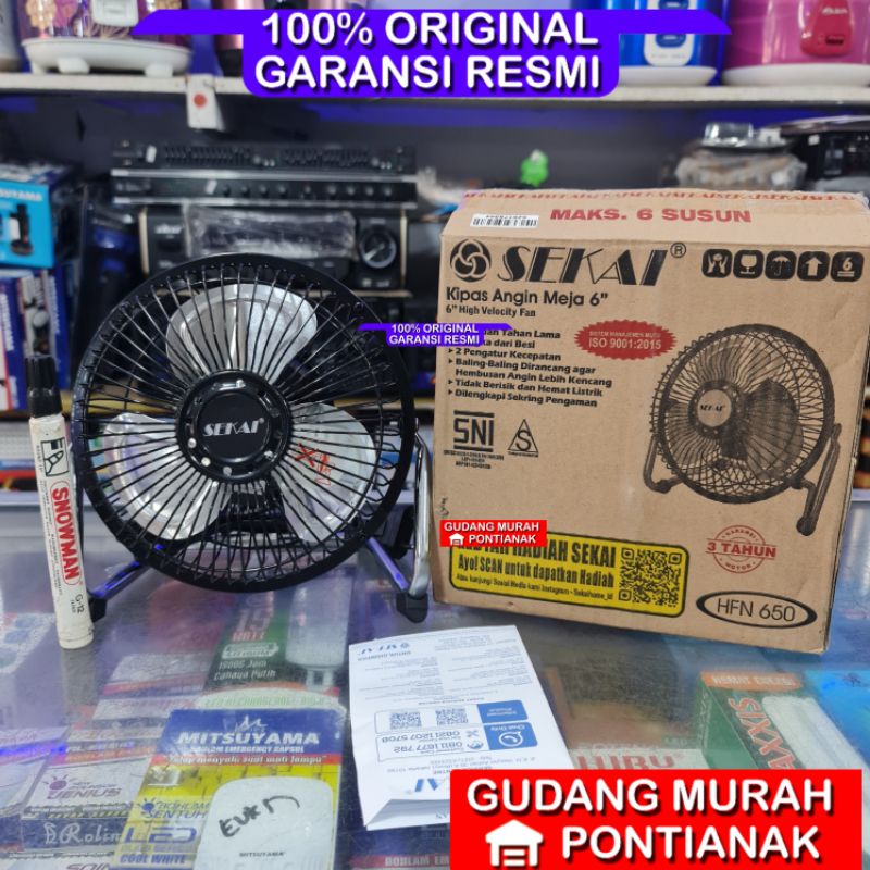 Kipas angin besi Sekai 6inch / desk fan sekai 6inci besi HFN 650 Tornado /Kipas duduk Sekai besi 6inci Tornado