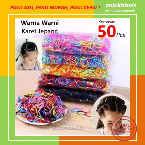 50 PCS KARET JEPANG WARNA WARNI UKURAN M / KARET JEPANG HITAM