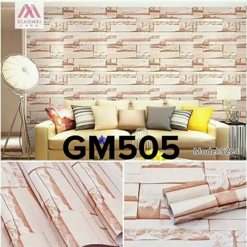 Wallpaper Stiker Dinding Motif Batu Alam Krem Ukuran 10m x 45cm