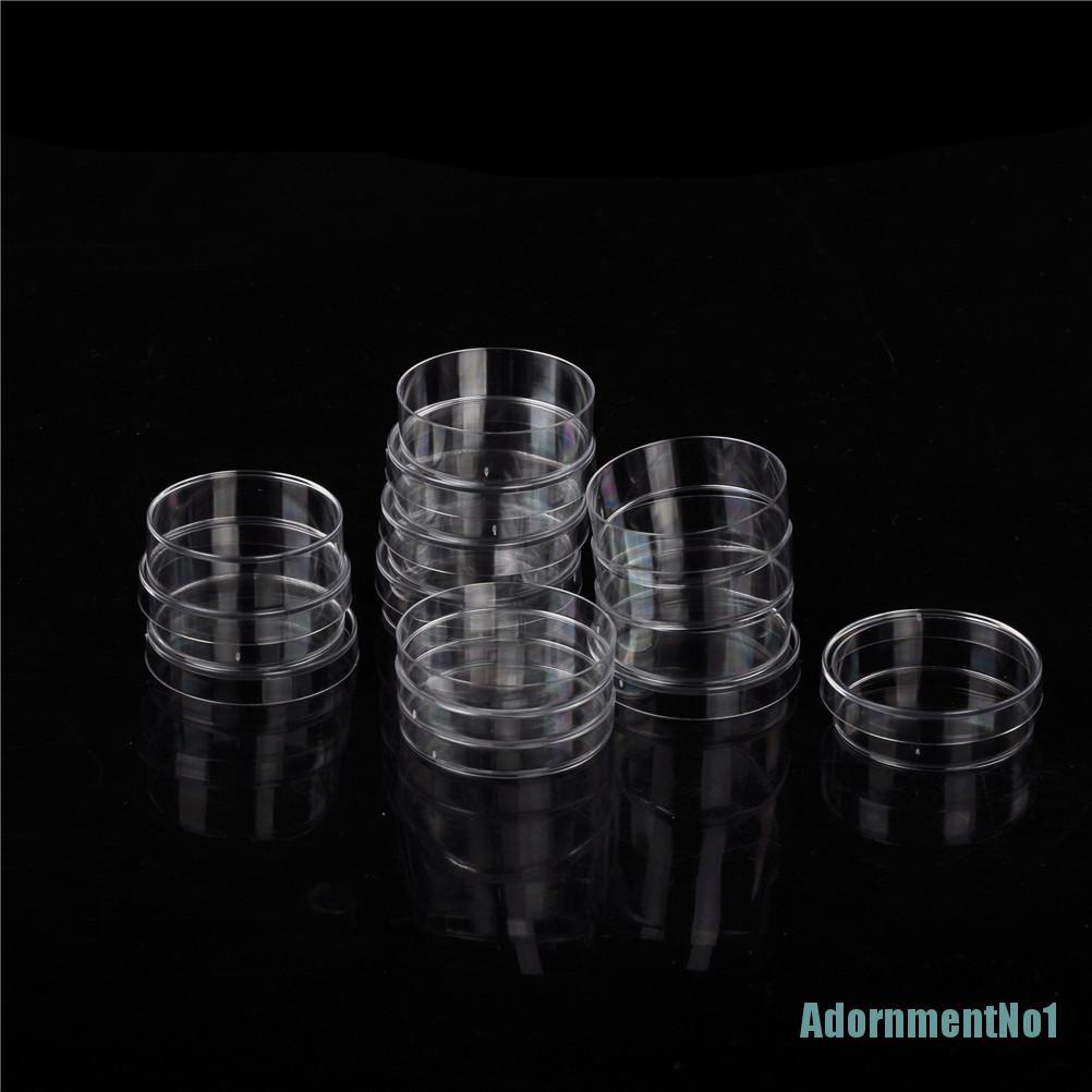 (Adornmentno1) 10pcs Piring Petri Dish Steril Bahan Plastik Polystyrene Ukuran 35x15mm