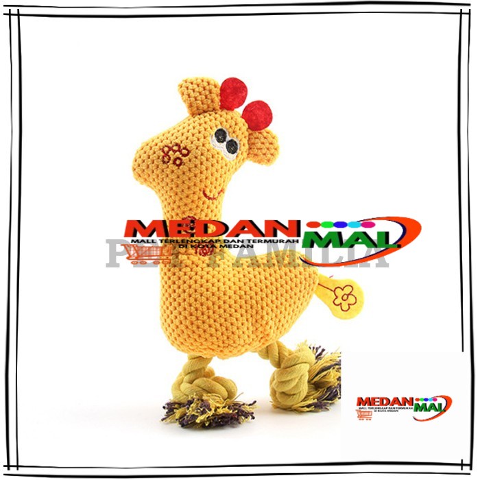 Squeaky Pet Toy with Rope Leg Chew Toy Mainan Gigit Tali Anjing Kucing - Yellow