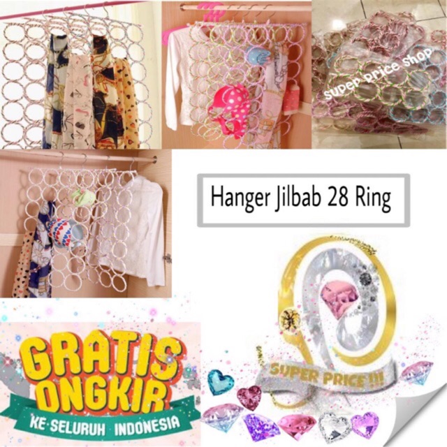 Hanger jilb   ab bulat 28 ring hanger serbaguna warna warni