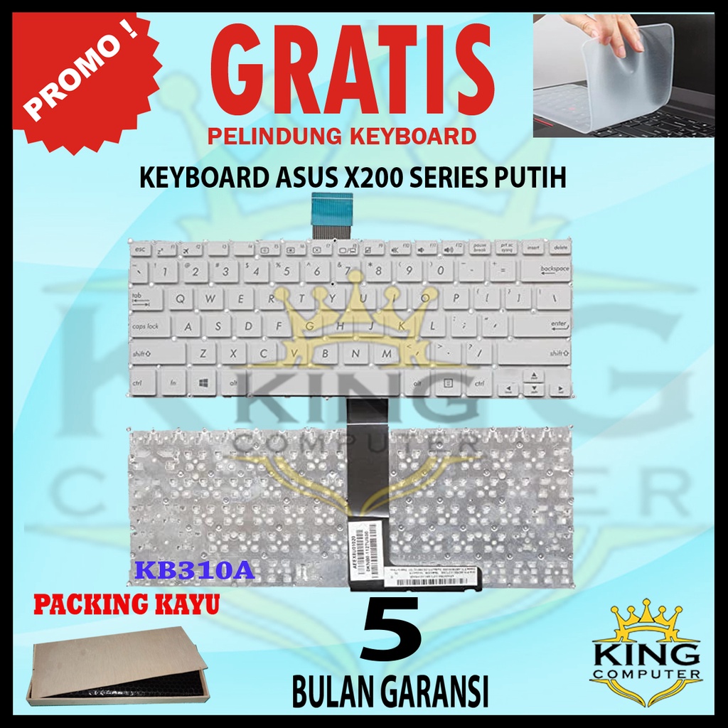 Keyboard Laptop Asus VivoBook X200CA X200MA X200LA F200CA F200MA Putih FREE KEYBOARD PROTECTOR