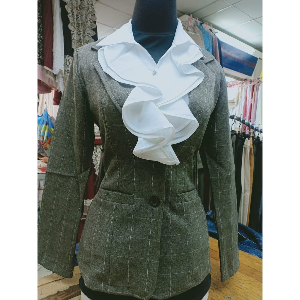 Atasan Blus Blazer kancing satu Dan dua Wanita