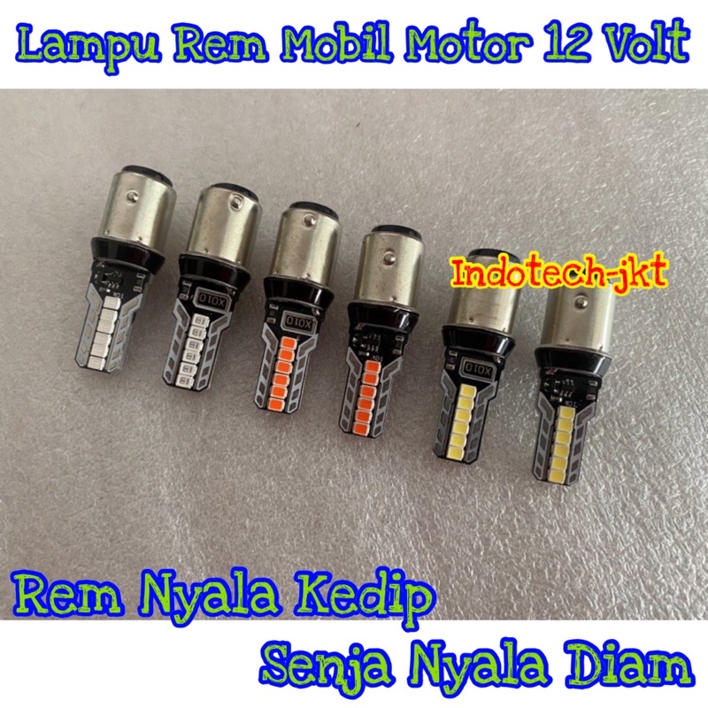 Lampu Rem Mobil Motor 12 Volt Nyala Kedip 12 LED NEW