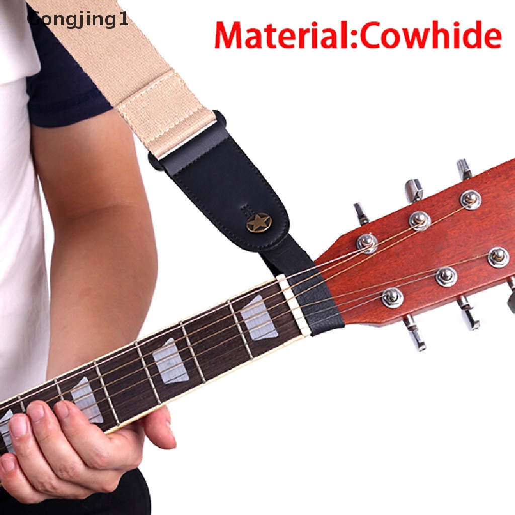 Gongjing1 1pc strap holder Gitar Akustik / Elektrik / bass Bahan Kulit Warna Hitam