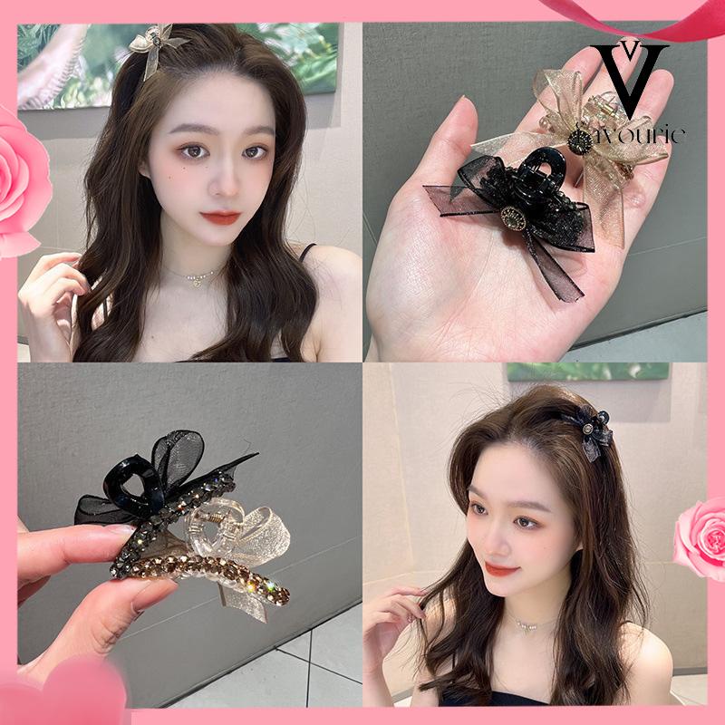 [COD]Double Sided Mesh Bow Kecil Ambil Klip Sisi Bang Clip Aksesoris Rambut-FA