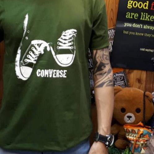 ✤ Kaos pria distro converse shoes ijo army kaos distro ➭