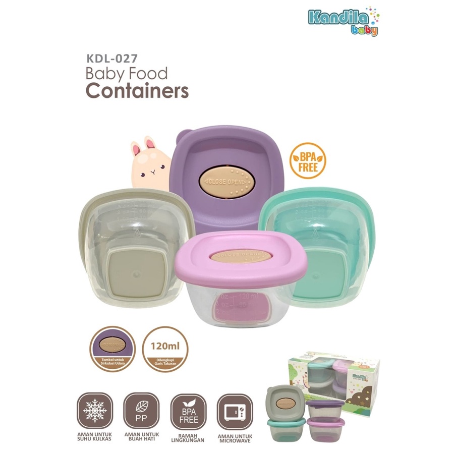 Kandila Baby Food Containers 120ml KDL 027 / KDL027-2 / KDL027-3 KDL027-4 / KDL027-5 / KDL027-6 / KDL027-7 / KDL027-9 Wadah Tempat Makan Bayi