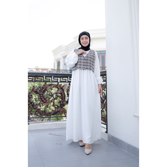 NEW AMY MAXI - Dress Vest (bisa lepas pasang) Ld 104 Pjg 132-White D