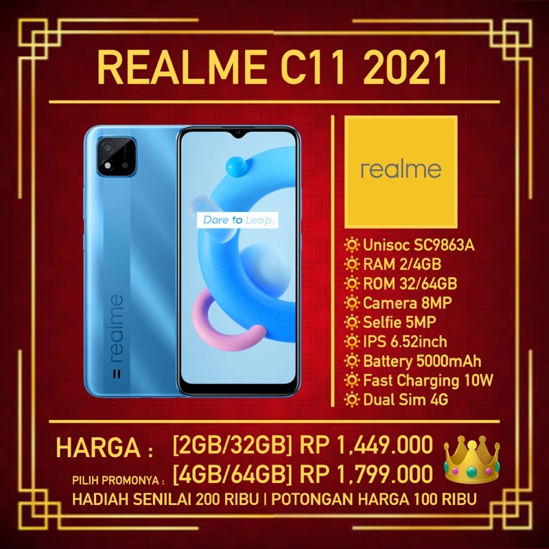 realme c11 2021 2 32 4 64 2gb 32gb 4gb 64gb garansi resmi 1 tahun