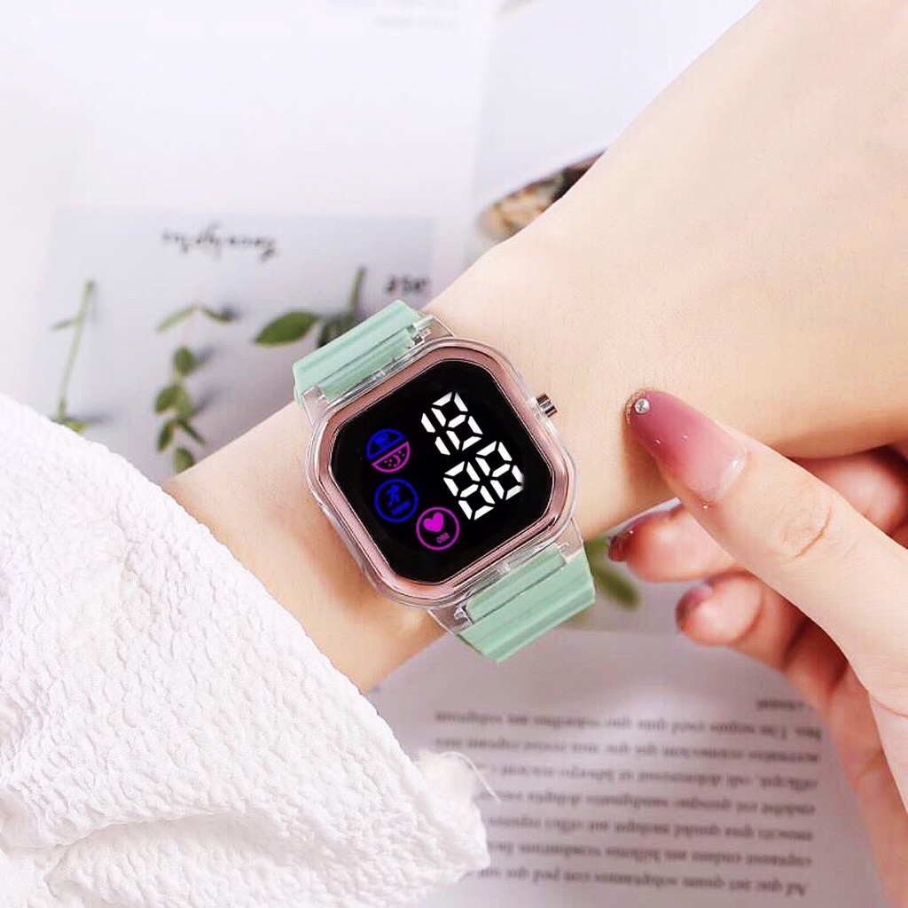 COD✅ Jam Tangan Wanita Digital Segi Tampilan Layar Baru Fashion Watch LED Sprot Harga Grosir    S1187