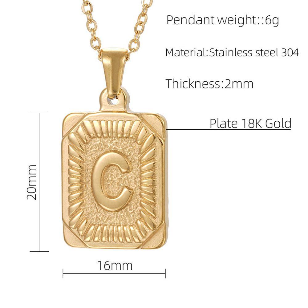 Agustina Wanita Liontin Kalung Kepribadian Kreatif Pria Square Pendant Necklace Stainless Steel Pria Rantai Emas Korea Style Jewelry