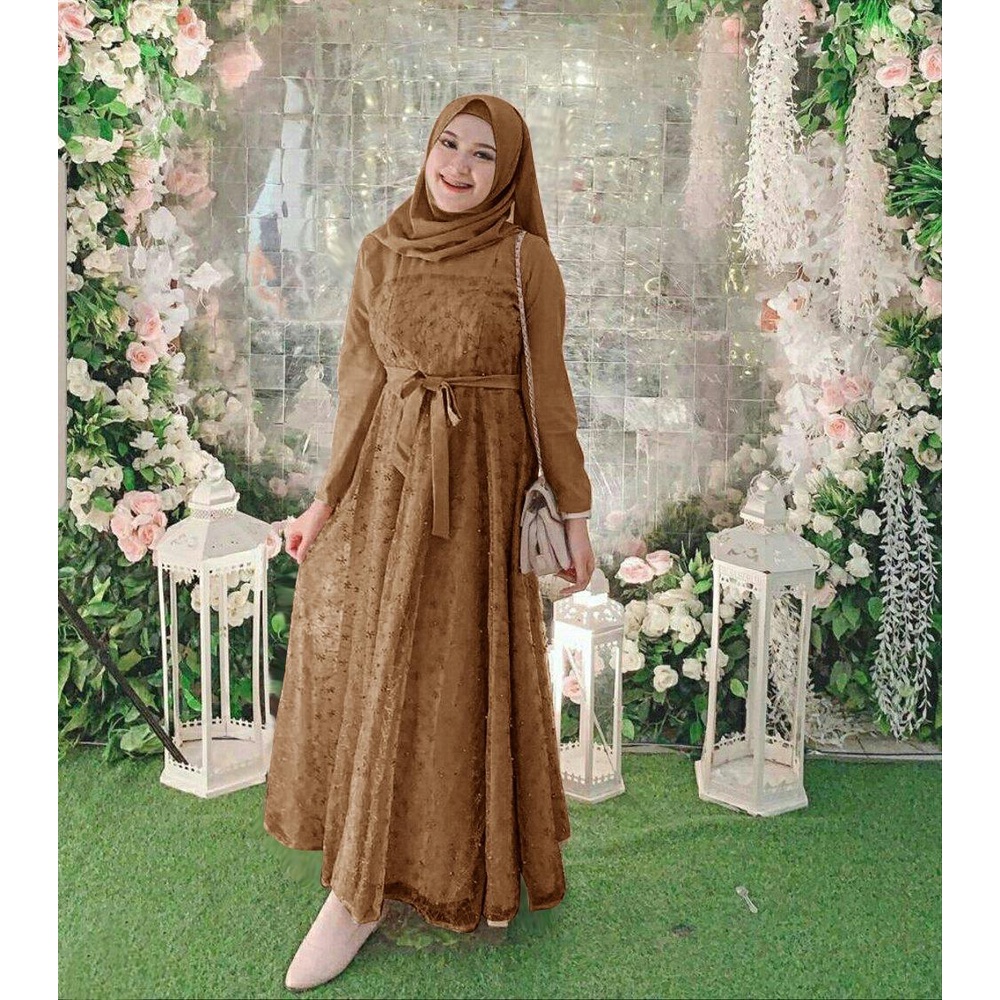 Jenita Gamis Pesta Brukat Tile/ Gamis Pesta Wanita/ Gamis Seragam Kondangan/ Fashion Muslim