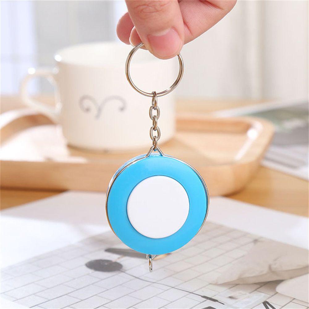 LANFY Ukur Gantungan Kunci Portable Kreatif Ukuran Pakaian Tape Keys Holder Candy Color Aksesoris Jahit KeyRings